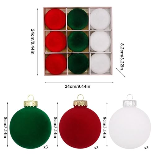 Ensemble de décorations de boules de Noël en velours floqué durable - 6