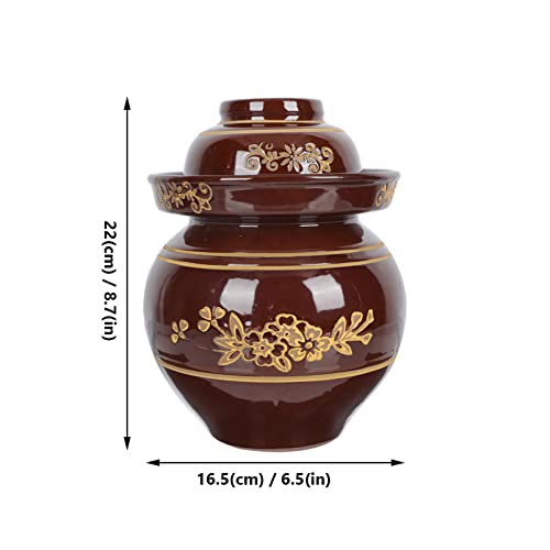 Tofficu 2L Terracotta Pickles Fermentation Crock Traditional Chinese Terracotta Fermenting Jar With Water Seal Airlock Lid For Make Sauerkraut Kimchi #TOP1