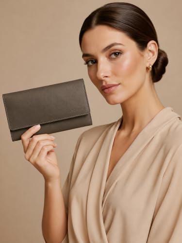 Image of Steve Jhonson Leather Wallet for Women - Mini Hand Purse with Card Holder - Women Stylish Clutch Purse - Cute Mini Ladies Wallet for Daily Use - Fancy Ladies Purse with Slim Design (Olive Green)
