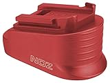 NDZ Performance Magazine Base Plate Finger Extension for Smith & Wesson CSX 9mm 10 Round – Plain, Laser Engraved Anodized Aluminum in Red