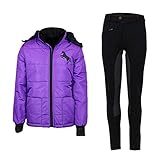 MS-Trachten Reitset Kinder Reitjacke Pia lila gesteppt mit Reithose schwarz/schwarz (146/152)