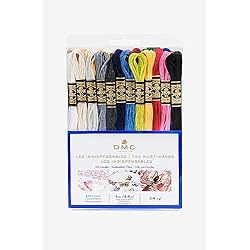 DMC - Surtido de hilos Mouliné colores Los indispensables, 100% algodón - 24 ovillos de 4 metros | Hilo de bordar, punto de cruz ideal, pulsera brasileña, pasatiempos creativos | idea de regalo
