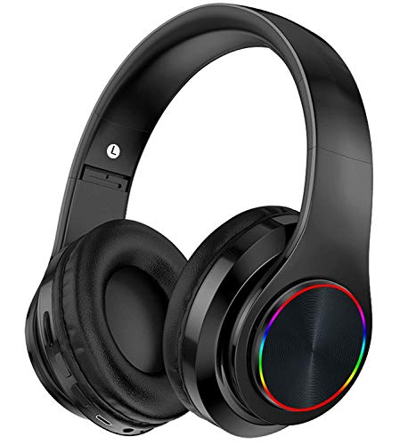 Bluetooth Headphones Wireless Over Ear Foldable Headsets with Microphone LED ，Wired and Wireless Headset for Smart Phone/TV/PC