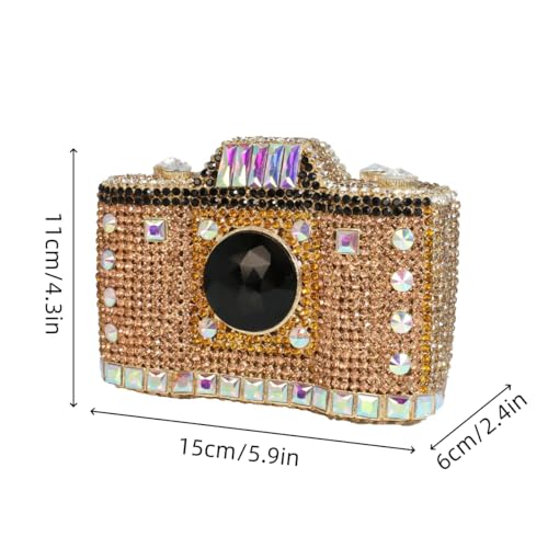 Image of UMREN Novelty Crystal Camera Shaped Clutch Purse for Women Sparkly Rhinestones Evening Clutch Bag Glitter Bridal Prom Handbag