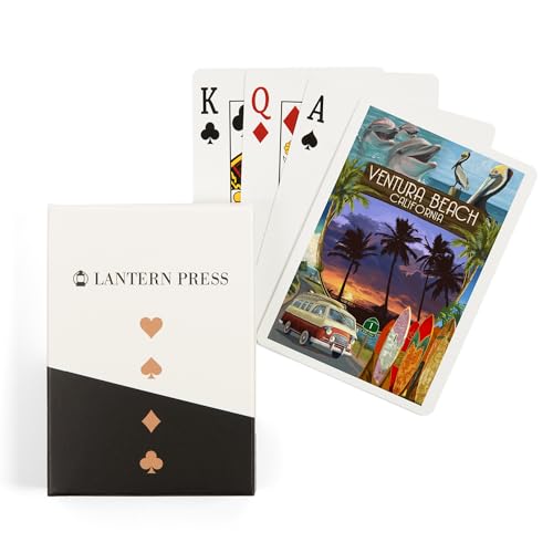 Lantern Press Ventura Beach, California, Naipes Poker 52 cartas