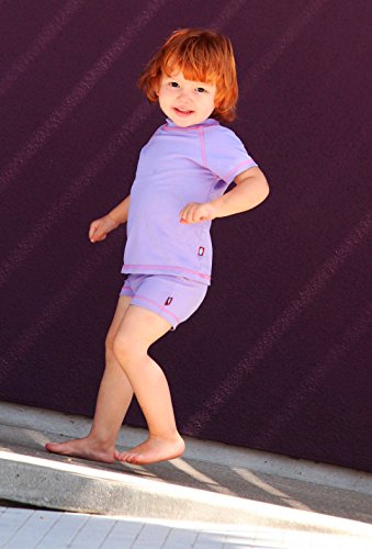 City Threads Ls Little Girls' Rashguard Swimming Suit Swim Tshirt Tee Upf50+ Sun Protection For Beach Pool Summer Fun, Ls White/Pink, 2T #TOP4