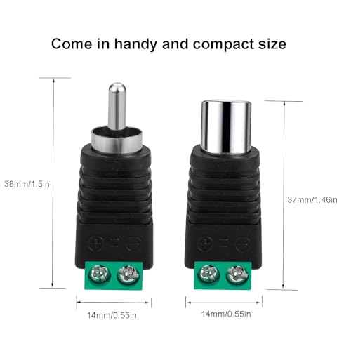 Conector RCA macho pack 8 piezas para audio video miniatura 3