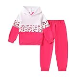 Yoxindax Toddler Kid Girls Clothes Colorblock Hoodie Leopard Print Sweatsuits Tops 2PC Fall Outfit Set(7-8T)