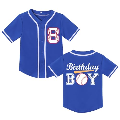 Kids Baseball Jersey Birthday Boy Shirt Birthday Outfit Personalized Sport Party Tee 7-10 Years Old