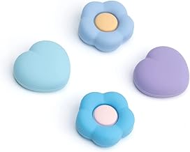 GeekShare Joycon - Juego de 4 tapas de silicona para agarre de pulgar, compatible con Nintendo Switch, OLED y Lite, diseño de corazón y flor, color azul y morado