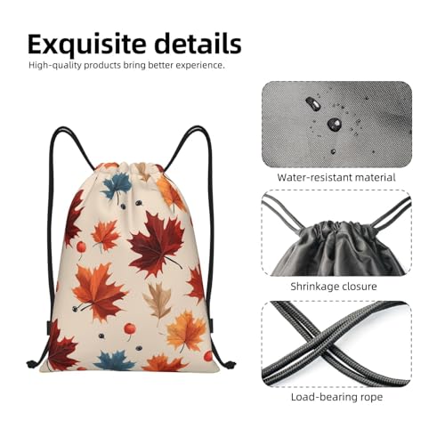 Drawstring Backpack Sports Gym Bags Draw String Bag for Women Men Fall Maple Leaf Drawstring Bags Sackpack3