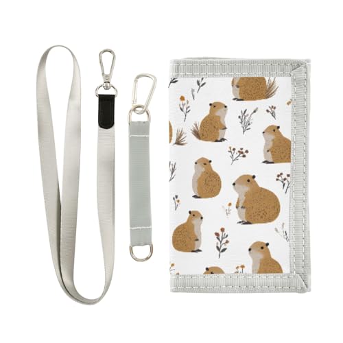 ALAZA Kids Wallets for Boys Girls Toddler Trifold Wallet Children Small Groundhog Cute White with Zipper Coin Pocket