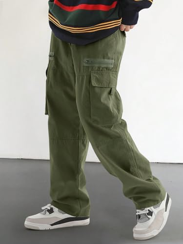 Image of Q - RIOUS Cotton Casual Cargo Pants for Men - Multi-Pocket Style