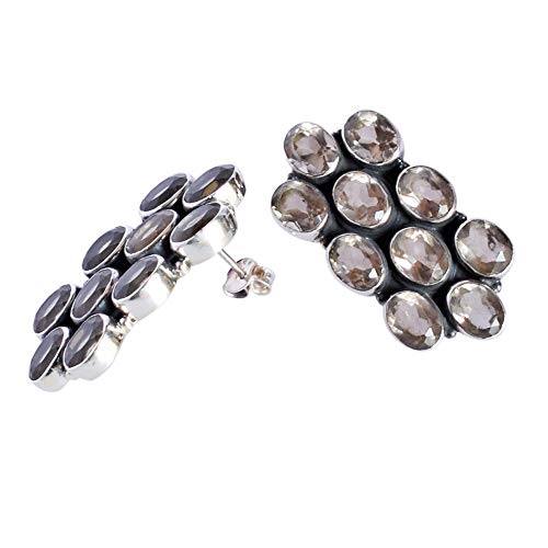 Boucles d'oreilles quartz fumé argent 925 cadeau idéal femme