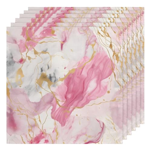 Servilletas de Tela con Diseño Floral Mármol Rosa Oro 20x20 set 6 miniatura 2