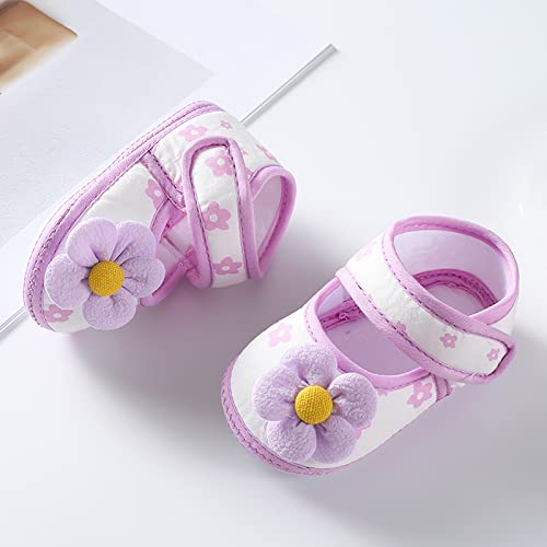 Baby Walking Shoes, 0-12 Months Newborn Baby Girls Soft First Walking Shoes Summer Cute Flowers Flat Sandals Slipper3