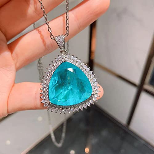 Collier pendentif mariage pierre bleue aigue-marine diamant bijoux cadeaux