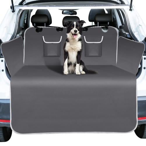 Nobleza Car Boot Protector for Dogs, Nonslip Waterproof Boot Liners Protector with Side & Bumper Protection, Universal Dog Car Seat Boot Cargo Cover for Cars, Truck and SUV, Grey
