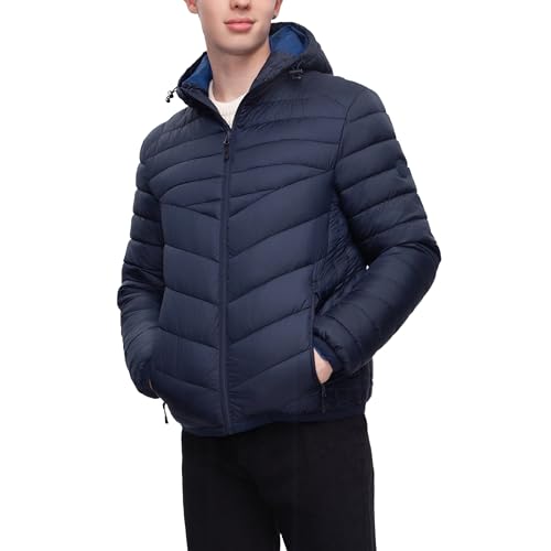 Rokka&Rolla Men's Lightweight Puffer Jacket Water-Resistant Hooded Winter Coat4