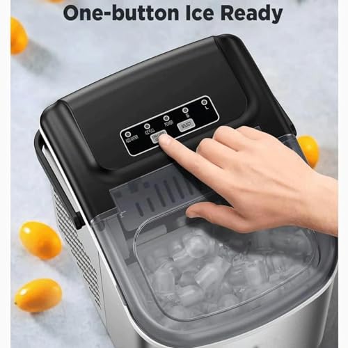 Fabricadora de hielo de mostrador con auto-limpieza, cuchara y canasta para hielo, acero inoxidable miniatura 3