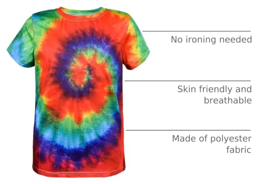 Image of Boys Tie Dye Shirts 3-12 Years Hippies Crewneck Kids Short Sleeve Tee | Boys Tie Dye Shirts