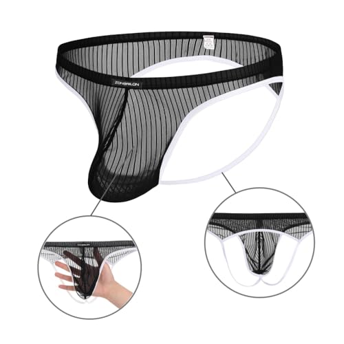 Men's Sexy Jockstrap Underwear Low Rise Breathable Bulge Pouch Mesh See Through G-String2