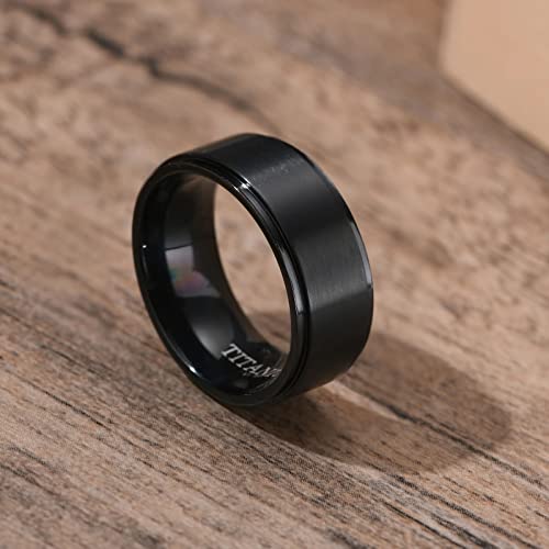Anillos de boda de titanio negro mate de 8 mm sin arañazos y muy cómodo 2