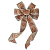 Fall Pumpkins Wreath Bow 10 Wide 18 Long Tails Fall Decor Orange Beige Sparkly Halloween Thanksgiving Swag Garland Farmhouse Country Decor Front Door Decor
