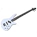 GLARRY Electric Bass Guitar Full Size 4 String Exquisite Stylish Bass with Power Line and Wrench Tool (White)