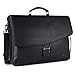 Produktbild TUSC Zeron Schwarz Ledertasche für Laptop bis 17 Zoll Herren Umhängetasche Aktentasche Schultertasche für Büro Notebook Messenger Bag Laptop iPad, Größe- 43x31x12 cm