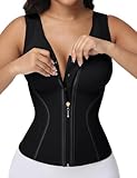 SHAPSHE Waist Trainer Corset for Women Tummy Control Workout Sport Girdle Hourglass Cincher Body Shaper Postpartum with Bra Black
