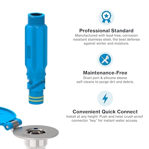 Image of Aquor Ground Hydrant, Frost Proof Yard Hydrant, Lead-Free with Drain Port, Self-Cleaning, Maintenance-Free and Frost Free Outdoor Faucet - Bury Depth 12 inch, Aquor Blue