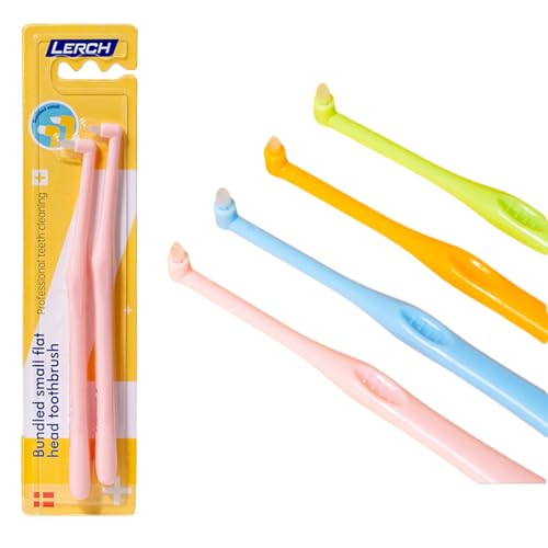 Vonmerie 2 Stück Tuft Zahnbürste, Einbüschelbürste Kleine Zahnbürste Getuftet Weich Büschelzahnbürste Trimm Single Interdental Zwischenraum Bürste(Rosa)