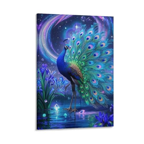 Tableau Impression Sur Toile Paon Décoration Murale Maison 30x45cm