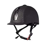 ELEGANZ: Dieser elegante Reithelm ist mit Kristalleinsätzen mit Glitzer verziert, um deinem Reitoutfit einen Hauch Eleganz zu geben. ABS Außenschale, weißer EPS Schaumstoff