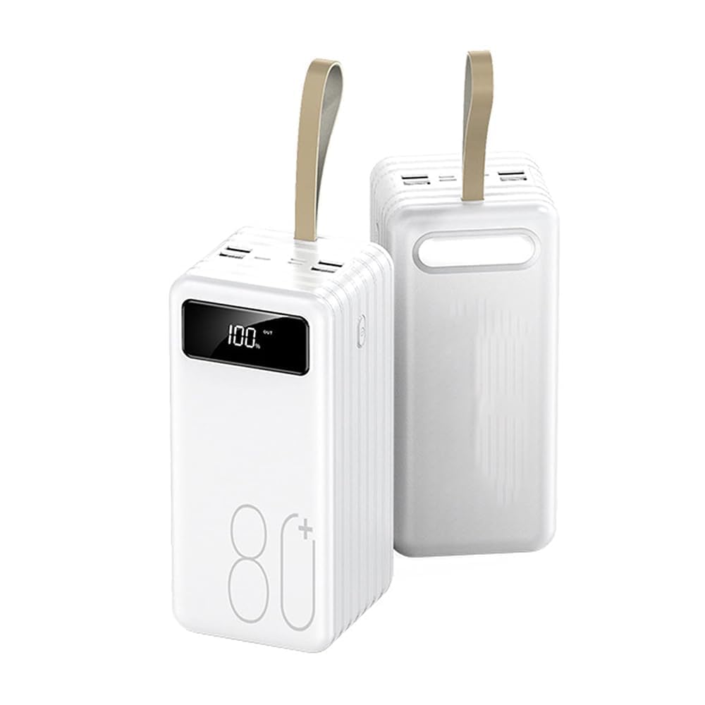 Powerbank 22,5 W Szybkie ładowanie Powerbank Przenośna ładowarka USB C Powerbank z 3 wyjściami USB i 3 wejściami Zewnętrzna bateria do telefonu komórkowego, biały, 50000 mAh