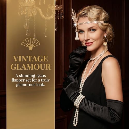 Image of Hiceeden 1920s Flapper Accessories Set, Roaring 20s Great Gatsby Costume