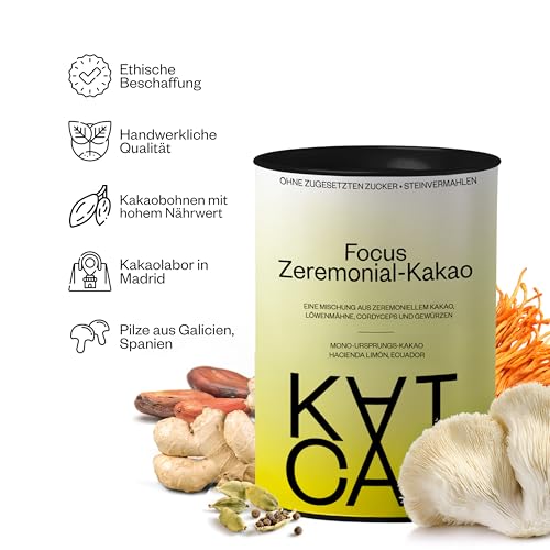 Kaicao Zeremonieller Kakao 200 g - Premium Roh & Reiner 100% Kakaopulver ohne Zucker mit Löwenmähne, Cordyceps, Ingwer und Kardamom - Hacienda Limón, Ecuador