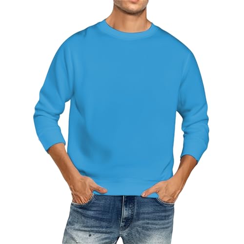 Men's Crew Neck Sweatshirt Basic Long Sleeve Pullover Fashion Casual Premium Cotton Solid Color Tops for Lounge Wear2