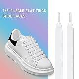 UamGlsob 2 pary płaskich grubych sznurowadeł do butów sportowych Alexander McQueen, Ø 12 mm szerokości Jumbo zamienniki do butów, grube sznurówki, biały, 54"/140cm