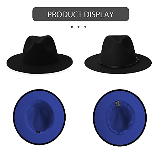 Jingsha Women & Men Two Tone Wide Brim Fedora Hats Felt Panama Hats Men's Dress Hats With Belt Buckle #TOP3