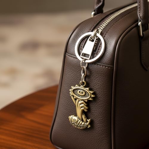 Image of M Men Style Metal Hand Symbol Keychain for Car & Bike Keys | Decorative Round Emblem Key Ring | Durable Metal Key Holder for Men & Women