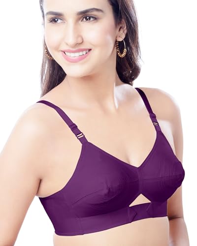 Image of Brida Sajini Women's Cotton Round Stitch Bra | Full Coverage | Single Layered | Non-Padded | Wireless | Saree Bra for Heavy Bust | Daily Use | Combo