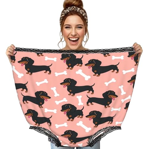 Supdreamc Big Granny Panties Wiener Dog Dachshund Pet Dogs Pink Gag Gift Huge Underwear Funny Oversized Cotton Briefs Novelty Joke Present for Women