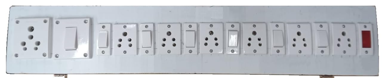 SAIFPRO Wooden Long Extension Board with 7 Switches,7 Sockets & 1 Indicator (8 Metres)