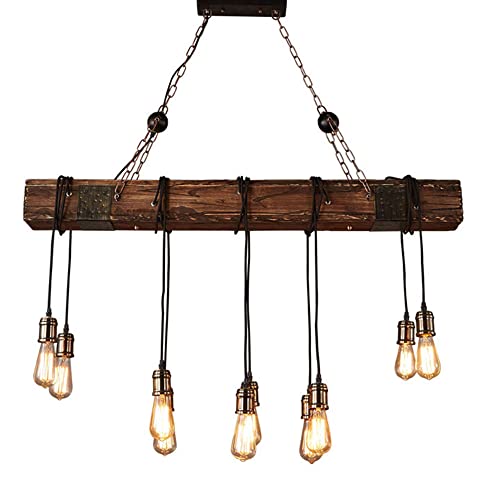 Lustre araignée E27 vintage à 10 lampes suspendues en métal noir style industriel
