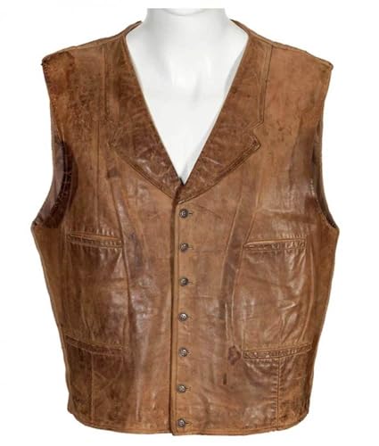 Mens Distressed Brown Leather Vest, Vintage Brown Leather Vest, Western Brown Leather Vest men3