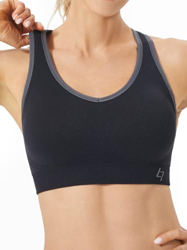 FITTIN Racerback Sports Bras for Women - Padded Seamless Support Bra for Yoga Gym Workout Fitness