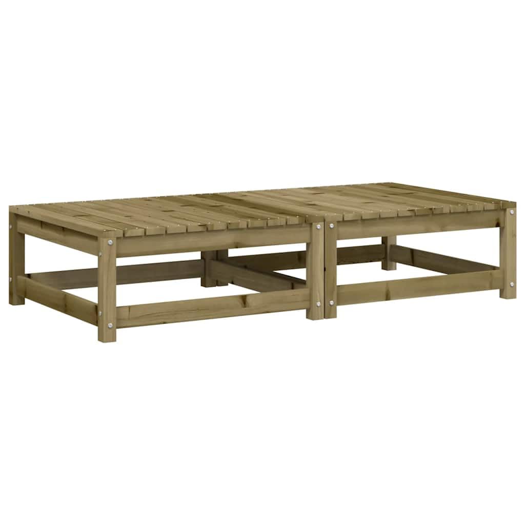 Zestaw 2 stołków ogrodowych impregnowanych drewna sosnowego, 70 x 70 x 30 cm, z poduszkami w kolorze antracytowym, modułowa konstrukcja, na taras i na zewnątrz, maks. obciążenie 110 kg