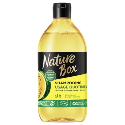 Nature Box Champú para cabello normal a graso – Champú vegano con aceite de sandía prensado en frío – 98% ingredientes naturales – 385 ml